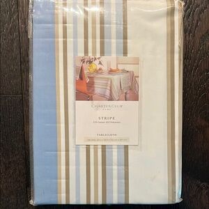 Charter Club Stripe Tablecloth - Blue and Beige